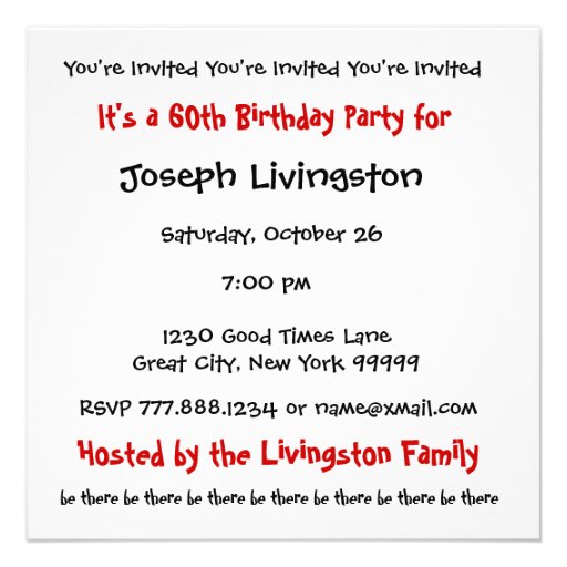 60th Birthday Party Invite Black White W1183