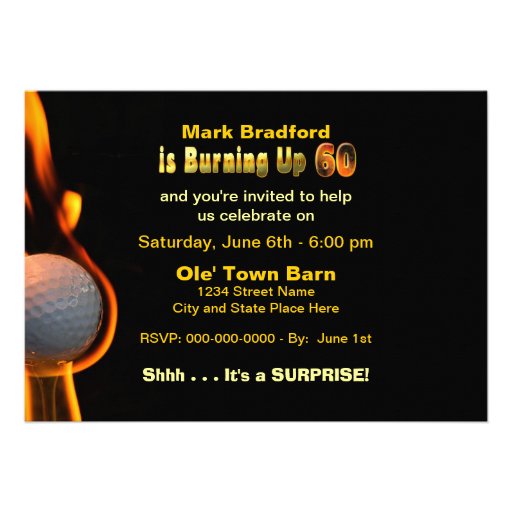 60TH BIRTHDAY PARTY INVITE - GOLF BALL BURNING