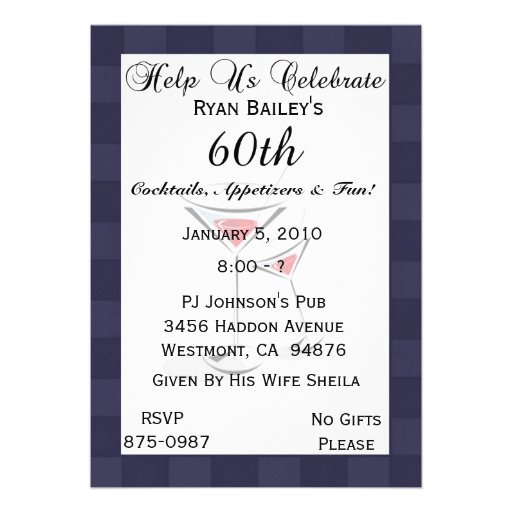 60th Birthday Party Personalized Invitation 5" X 7 ...