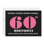 60th Birthday Party Template Pink and Black Invites