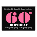 60th Birthday Party Template Pink and Black Invites