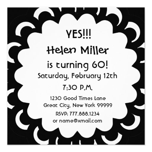 60th Birthday Pink White Black Polka Dots W316C Invites
