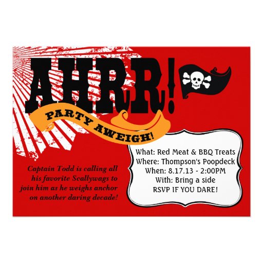 60th Birthday Pirate Party Invitations - Yo Ho Ho