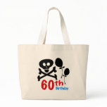 60th Birthday Skull Crossbones Canvas Bags