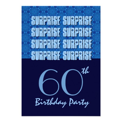 60th Birthday Surprise Party Blue Stars V2 Invitations