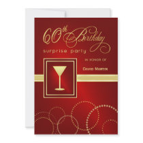 60th Birthday Surprise Party Invitations - Red
