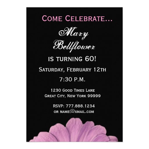 60th Birthday Template - Pink Daisy Personalized Announcements
