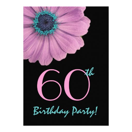 60th Birthday Template - Pink Daisy Personalized Announcements