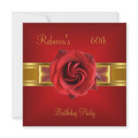 60th Colorful Royal Red Flower Yellow Gold Bow Personalized Invitations
