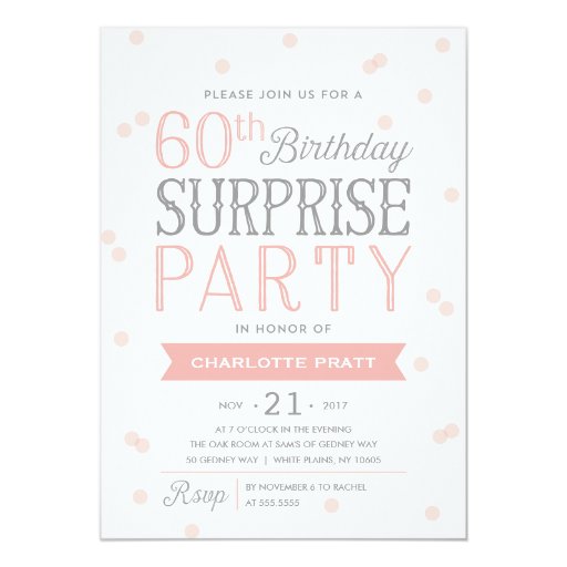 60th Confetti Surprise Party Invitation | Birthday | Zazzle