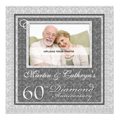 60th Diamond Anniversary Custom Photo Invitation