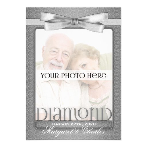 60th Diamond Wedding Anniversary Photo Invitations (front side)