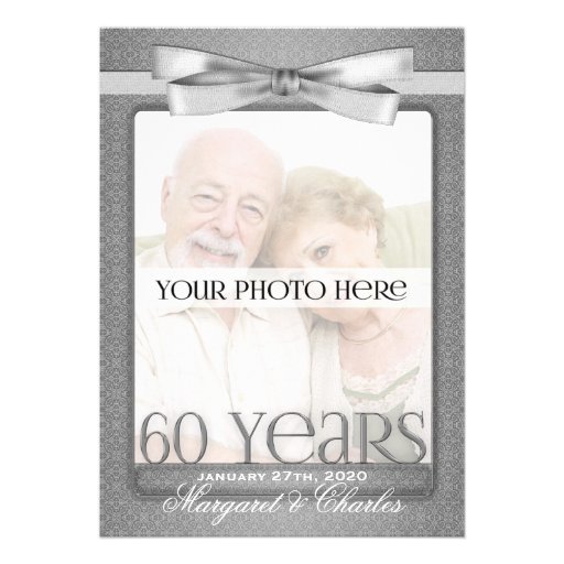 60th Diamond Wedding Anniversary Photo Invitations (front side)