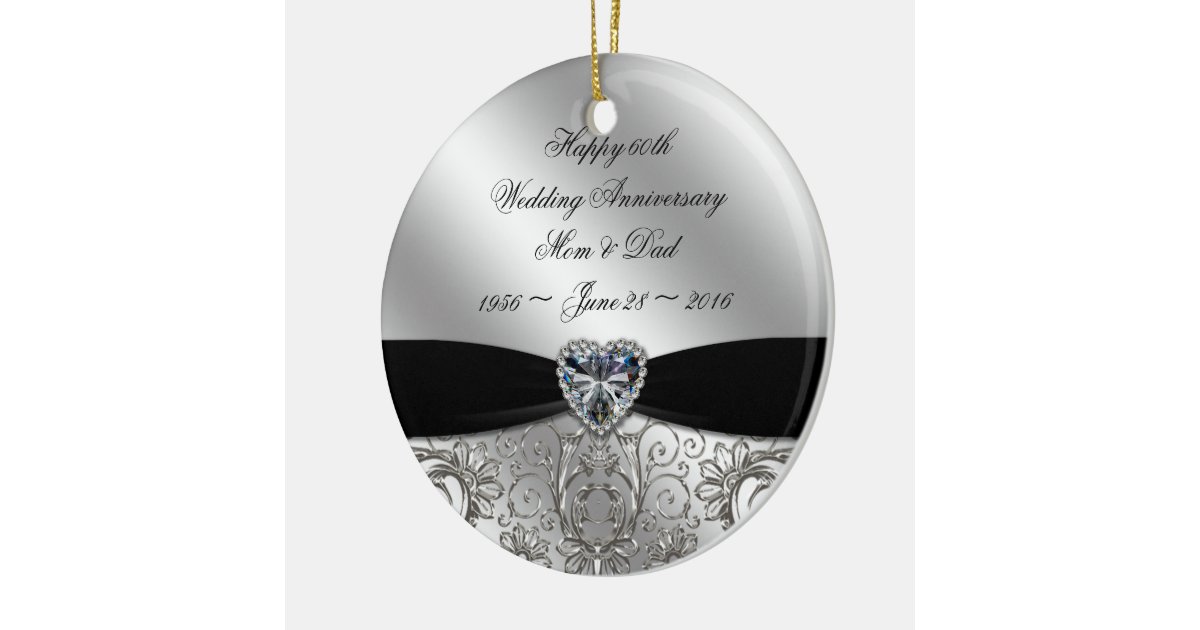 60th Diamond Wedding Anniversary Round Ornament Zazzle