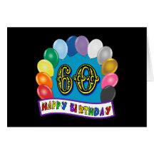 60th Happy Birthday Balloons Merchandise Cards