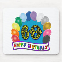 60th Happy Birthday Balloons Merchandise Mouse Pad