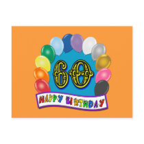 60th Happy Birthday Balloons Merchandise Postcards