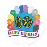 60th Happy Birthday Balloons Merchandise Stickers
