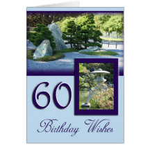 60th Happy Birthday Card - Japanese garden