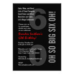 60th Modern Birthday Black White Red SIX OH! invitations
