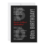 60th Modern Birthday Black White Red Template Announcements