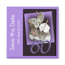60th party Save the Date Magnet - white anthuriums
