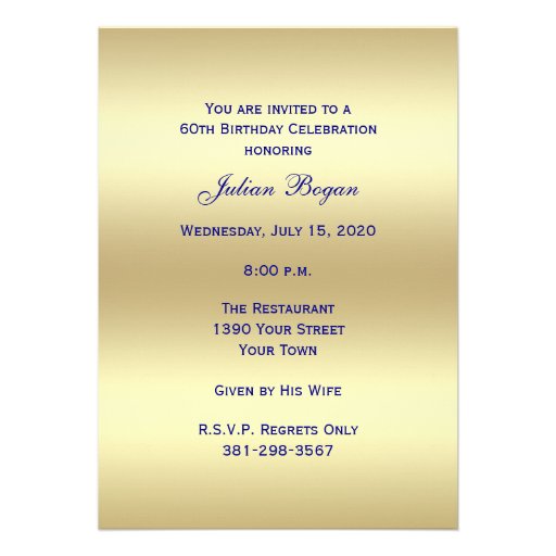 60th Photo Birthday Party Invitation - Navy 60