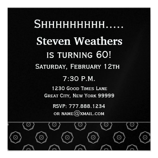 60th Surprise Birthday Black Red White Geometric Custom Invitation