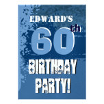 60th SURPRISE Birthday Custom Name Blue Metallic Invitations