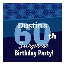 60th Surprise Birthday Hues of Blue G433 Announcements