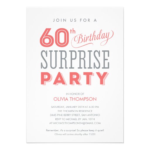 60th Surprise Birthday Invitations (front side)