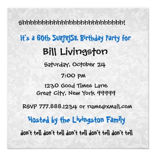 60th SURPRISE  Birthday Party Black White Template Custom Invitation