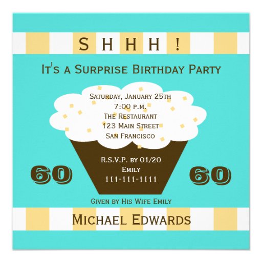 60th Surprise Birthday Party Invitation - Cupcake