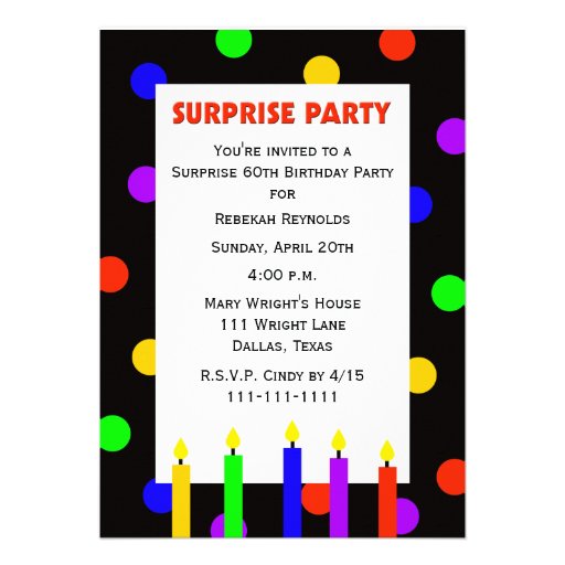 60th Surprise Birthday Party Invitation -- Dots