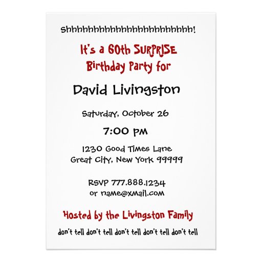 60th SURPRISE Birthday Party Invitation Template