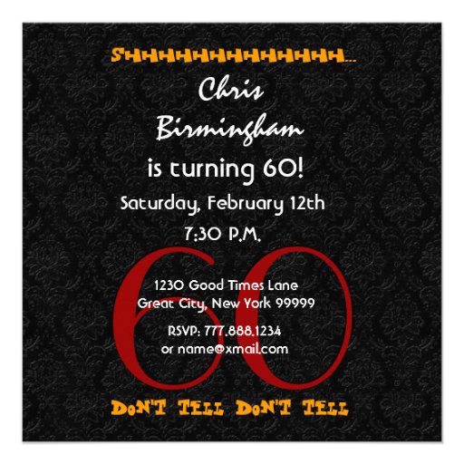 60th Surprise Birthday Red Black White V02B2 Invite