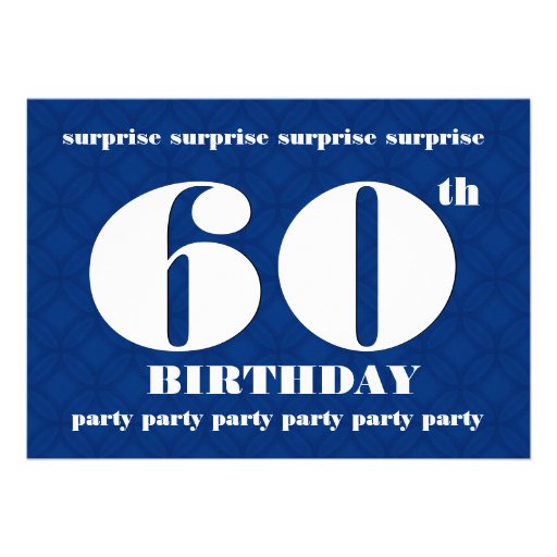 60th SURPRISE Modern Blue and White Birthday W081 Invitations