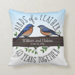 60th Wedding Anniversary, Bluebirds of a Feather Pillow