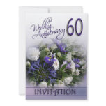 60th Wedding Anniversary Invitation Blue Flowers