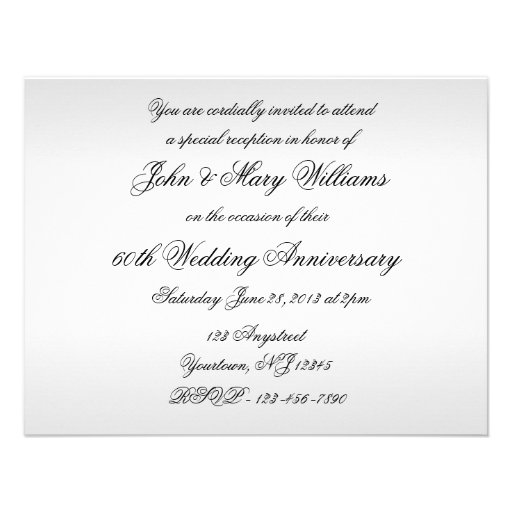 60th Wedding Anniversary Invitation Card