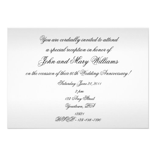 60th Wedding Anniversary Invitation Card