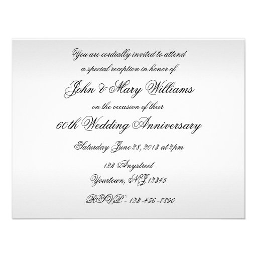 60th Wedding Anniversary Invitation Card