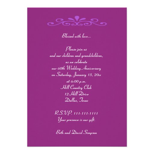 60th Wedding Anniversary Invitation -- Orchid