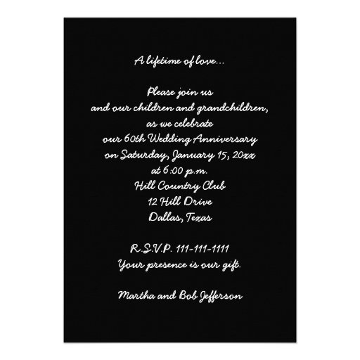 60th Wedding Anniversary Invitation -- Photo