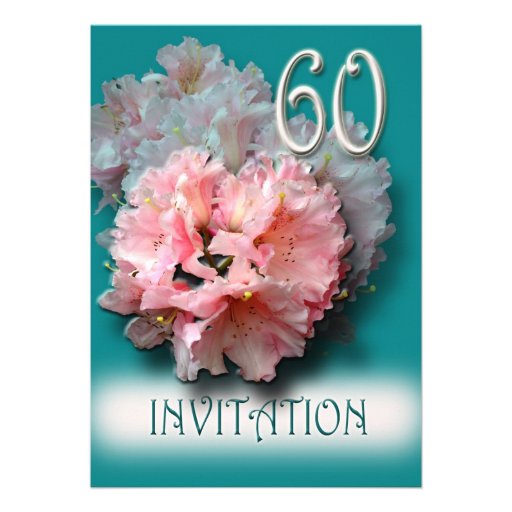 60th Wedding Anniversary Invitation rhododendrons (front side)