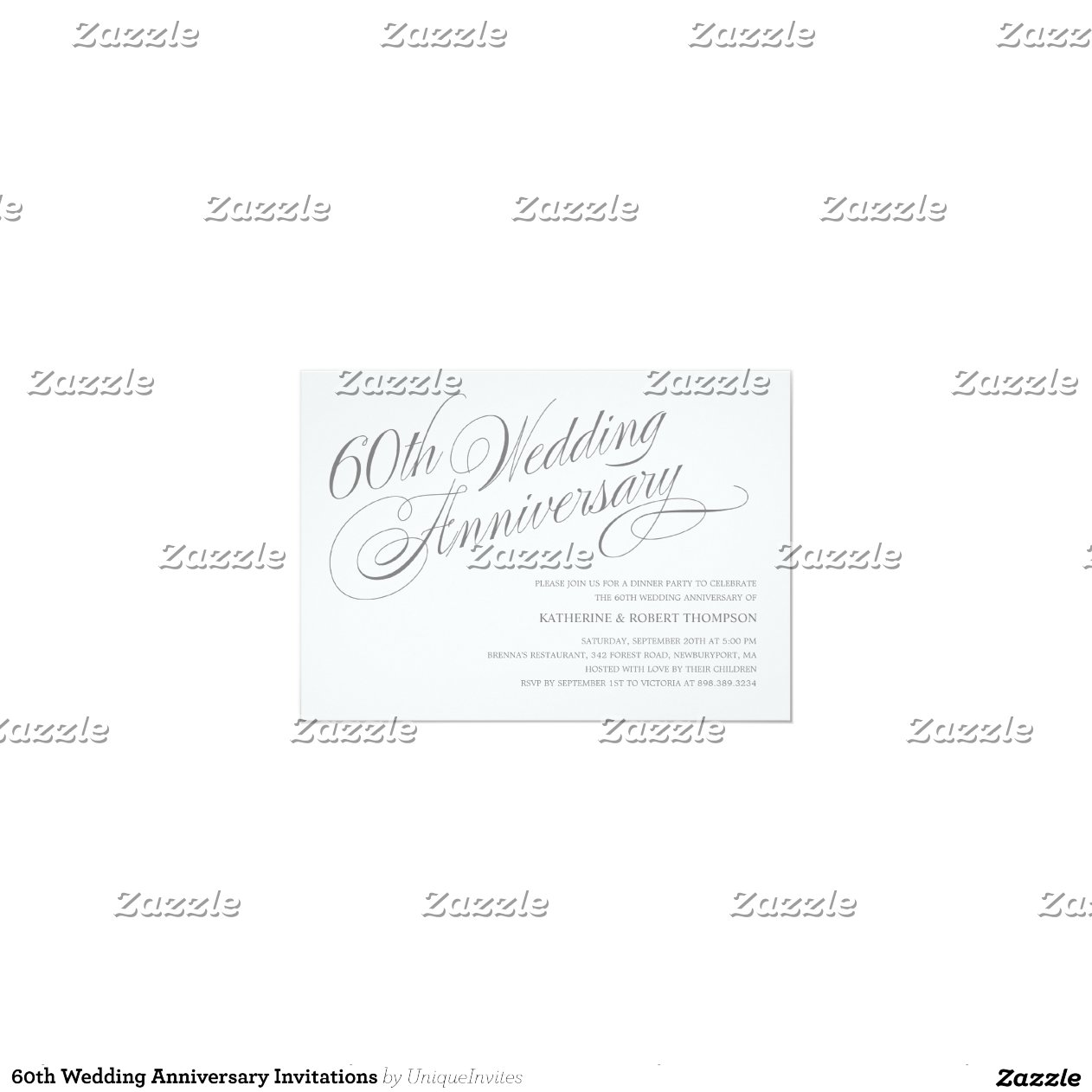 60th Wedding Anniversary Invitations 5" X 7" Invitation Card Zazzle