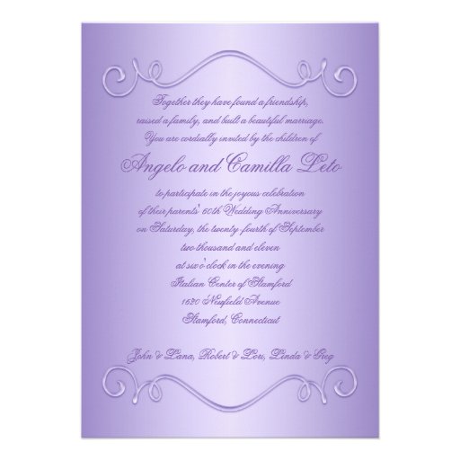 60th Wedding Anniversary Lilac Floral Invitation