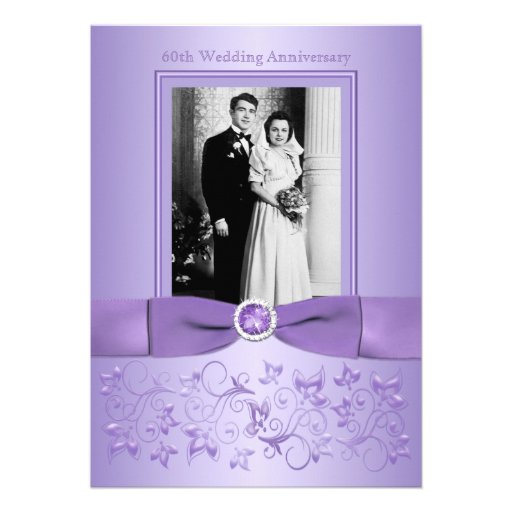 60th Wedding Anniversary Lilac Floral Invitation (front side)