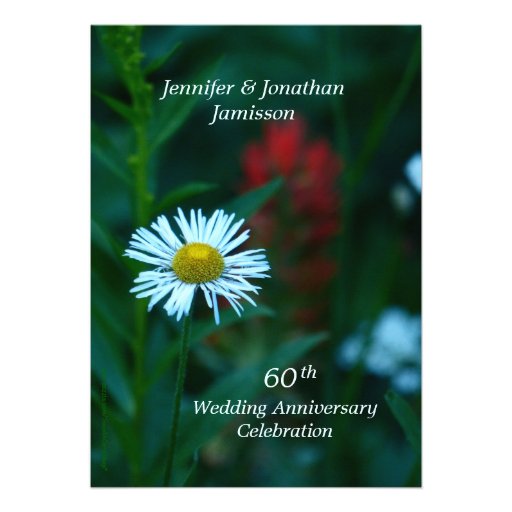 60th Wedding Anniversary Party Invite White Flower (front side)