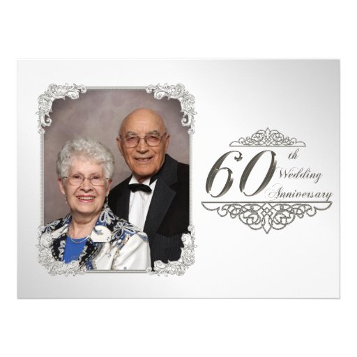 60th Wedding Anniversary Photo Invitation Card (front side)